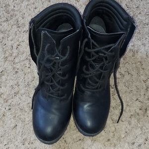 Womens Black heeled booties